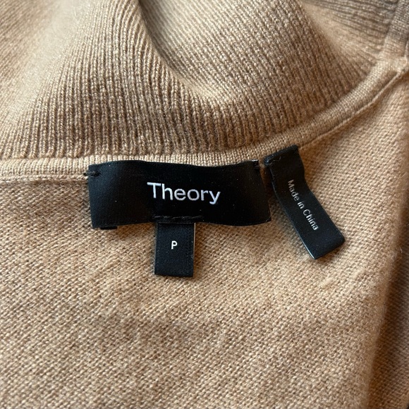 Theory Karenia cashmere yoke turtleneck sweater beige canvas camel tan XS - Picture 7 of 9